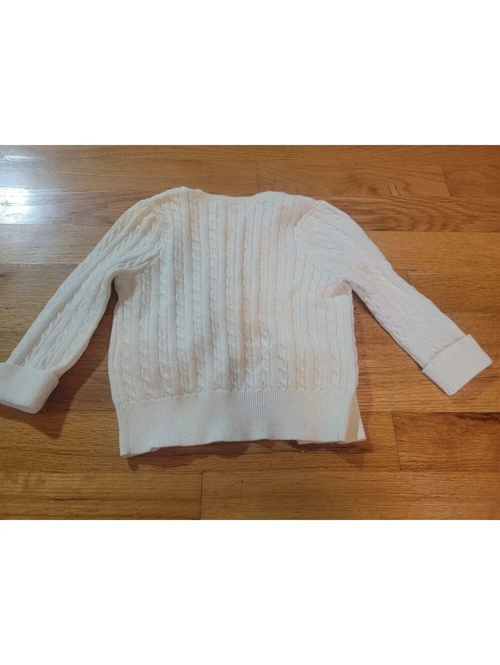 NWT Ralph Lauren Cardigan Sweater Girls 12M Infant White Cable Knit Button Front